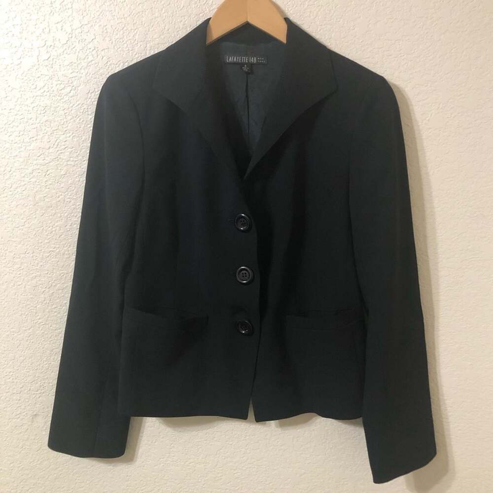 Lafayette 148 New York Women's Black Wool Blazer - Size 4